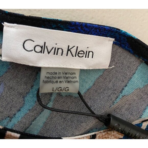 NWT Calvin Klein Top Short Sleeve Cold Shoulder Multicolor Large - Picture 3 of 10